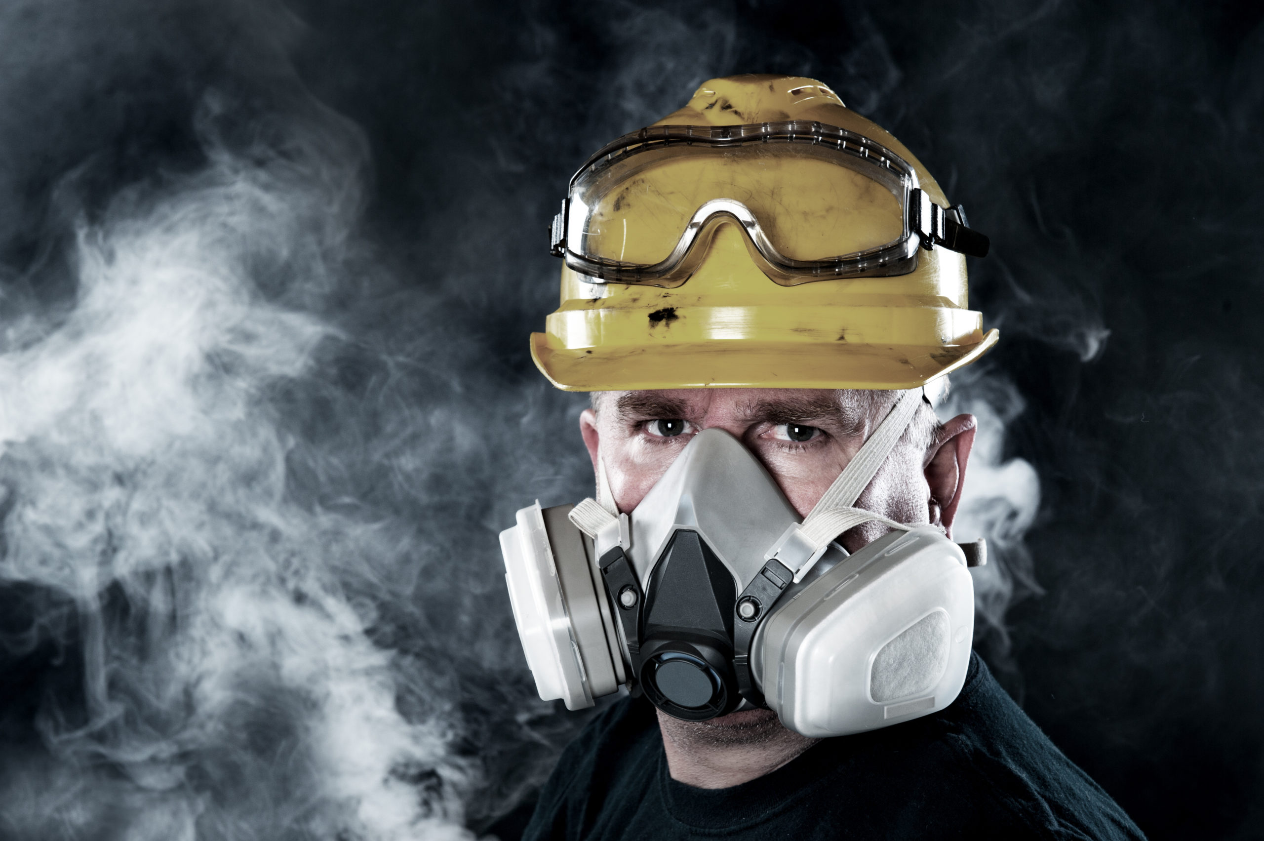 Man wearing respirator